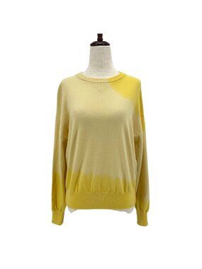 The Kooples Paris Womens 0 Sweater Wool Crewneck Dip Dye Yellow Knit Long Sleeve